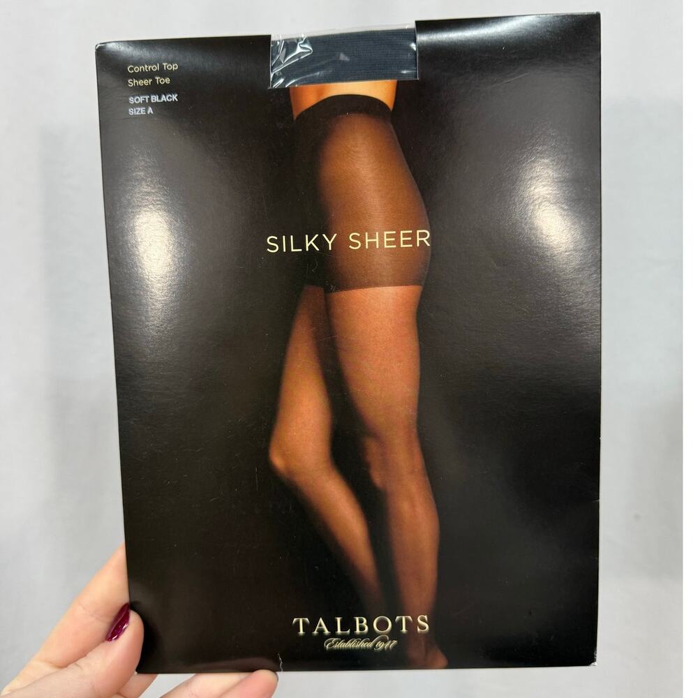 Talbots Silky Soft Black Sheer Control Top Pantyhose Size A - Small NWT